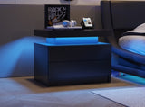 Nightstand LED Bedside Table Cabinet Lights Modern End Side with 2 Drawers for Bedroom T3272P287611