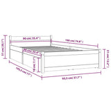 Bed Frame without Mattress with Drawers White Single 3103479