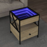 Coffee Table with Infinity LED Sonoma Oak 40x40x51 cm 847718