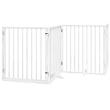 Dog Gate with Door Foldable 4 Panels White 320 cm Poplar Wood 352187