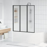 Foldable Shower Screen Black and Full Frost 132 x 2 x 140 cm 42039805