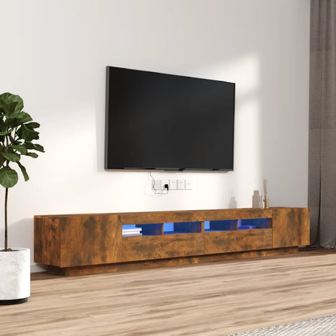 3 Piece TV Cabinet Set with LED Lights Smoked Oak Engineered Wood 3120173