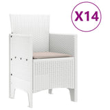 Garden Dining Set with Cushions with Cushion 15 pcs White PP 3378803