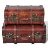 ZNTS Wooden Treasure Chest 2 pcs Vintage Brown 240575