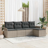 Outdoor Sofa with Cushion 5 pcs Light Grey Poly Rattan 3345322