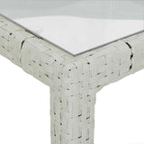 Garden Table 90x90x75 cm Tempered Glass and Poly Rattan White 316702