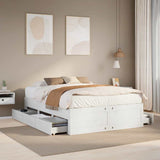 Bed Frame without Mattress with Drawers White 140x190 cm Solid Wood Pine 3308817