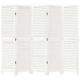 Room Divider 5 Panels White Solid Wood Paulownia 358837