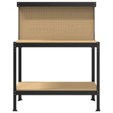 Workbench Black 114 x 54 x 145 cm Engineered Wood and Metal 42020127