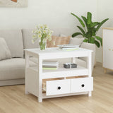 ZNTS Coffee Table White 71x49x55 cm Solid Wood Pine 820937