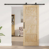 Sliding Door Natural and Black 78 x 202 cm Solid Pine Wood 3333358