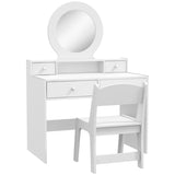 Kids Dressing Table Set Kids Make up Table with Stool and Mirror, Storage Drawers, Gift for Aged 3-8 T3398P422148