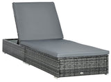 PE Rattan Sun Lounger, Five-level Adjustable Recliner Bed Chair with Soft Padded Cushion for Patio, T3398P314672