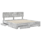 Bed Frame Concrete Grey 180 x 200 cm Engineered Wood 3412342