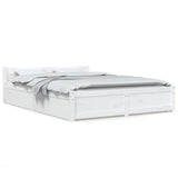 Bed Frame without Mattress with Drawers White Double 3103545