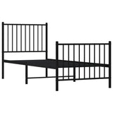 Metal Bed Frame without Mattress with Footboard Black 75x190cm 350872
