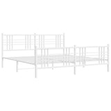 Metal Bed Frame without Mattress with Footboard White 183x213cm 376396