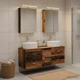 Bathroom Furniture Set 5 pcs Old Wood Engineered Wood and Glass 3406917