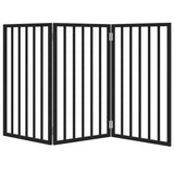 Dog Gate Foldable 3 Panels Black 150 cm Poplar Wood 352190
