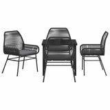 Garden Dining Set with Cushion 5 pcs Black Poly Rattan 3380870