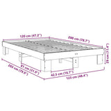 Bed Frame without Mattress 120x200 cm Solid Wood Oak 851950
