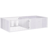 7 Panels Playpen with 3 Doors for Baby Dogs, Two-Room Design Puppy Whelping Box - White T3398P349737