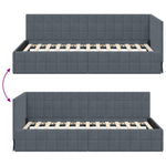 Corner Bed Frame with Headboard Dark grey 90 x 190 cm Velvet 42016379
