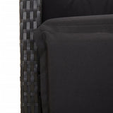 5 Piece Garden Dining Set with Cushions Black Poly Rattan 3212476