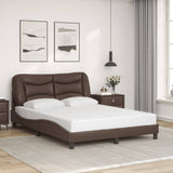 Bed Frame with LED without Mattress "Hvar" Brown 140x200 cm 3213936