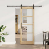 Sliding Door Natural 73.5 x 198.5 cm Solid Pine Wood and Glass 3332323
