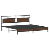 Metal Bed Frame without Mattress Brown Oak 193x201 cm 3325129