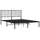 Metal Bed Frame without Mattress with Headboard Black 140x190cm 374437