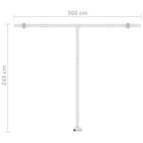 Manual Retractable Awning with LED 300x250 cm Blue and White 3069501