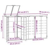 Wheelie Bin Storage for 3 Bins Grey 207x79x117 cm Steel 3279988