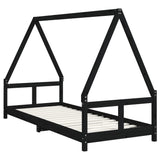 Kids Bed Frame Black 80x200 cm Solid Wood Pine 834452