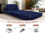 3 in 1 Convertible Corduroy Floor Sofa Bed, Oversized Fold Out Chaise Lounge with High Density T5592P539606