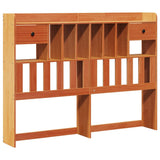 ZNTS Bookcase Bed without Mattress Wax Brown 140x190cm Solid Wood Pine 3308896