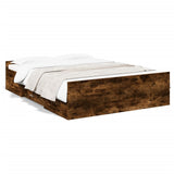 Bed Frame with Drawers without Mattress Smoked Oak 120x190 cm Small Double 3280325
