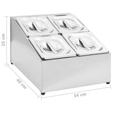 Gastronorm Container Holder with 4 GN 1/6 Pan Stainless Steel 51223
