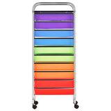 ZNTS 10-Drawer Mobile Storage Trolley Multicolour Plastic 320406