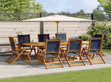 9 Piece Garden Dining Set Solid Wood Acacia and Textilene 3279305