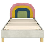 Children's Bed Frame with Headboard Cream 90 x 190 cm Velvet 42011010