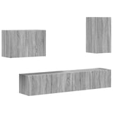 TV Wall Cabinet Set 4 pcs Grey Sonoma Engineered Wood 3408940