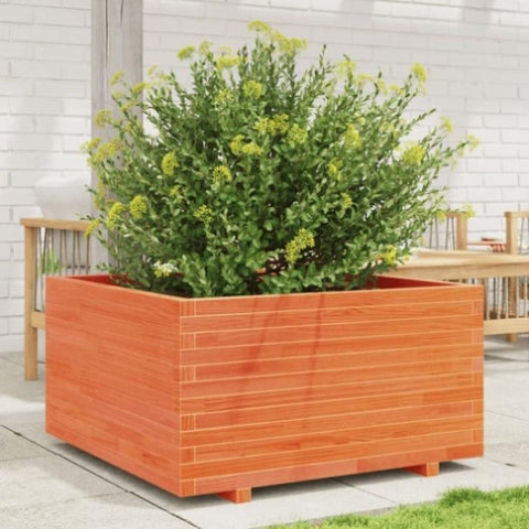 ZNTS Garden Planter Wax Brown 90x90x49.5 cm Solid Wood Pine 3282536