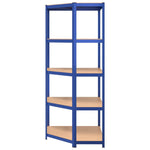 5-Layer Corner Shelf Blue Steel&Engineered Wood 152873