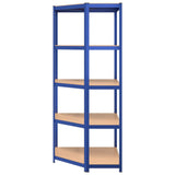 5-Layer Corner Shelf Blue Steel&Engineered Wood 152873
