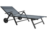 Folding Sun Lounger with Wheels, 5-Position Adjustable Garden Chaise Lounge Sunbed with Armrests, T3398P328512