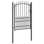 Fence Gate with Spikes Grey 170 x 100 cm Powder-coated steel 42009020