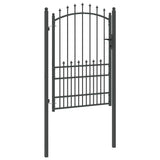 Fence Gate with Spikes Grey 170 x 100 cm Powder-coated steel 42009020