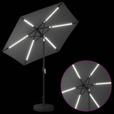 Garden Parasol with LED Lights and Base 230 x 230 cm Polyester 42036251